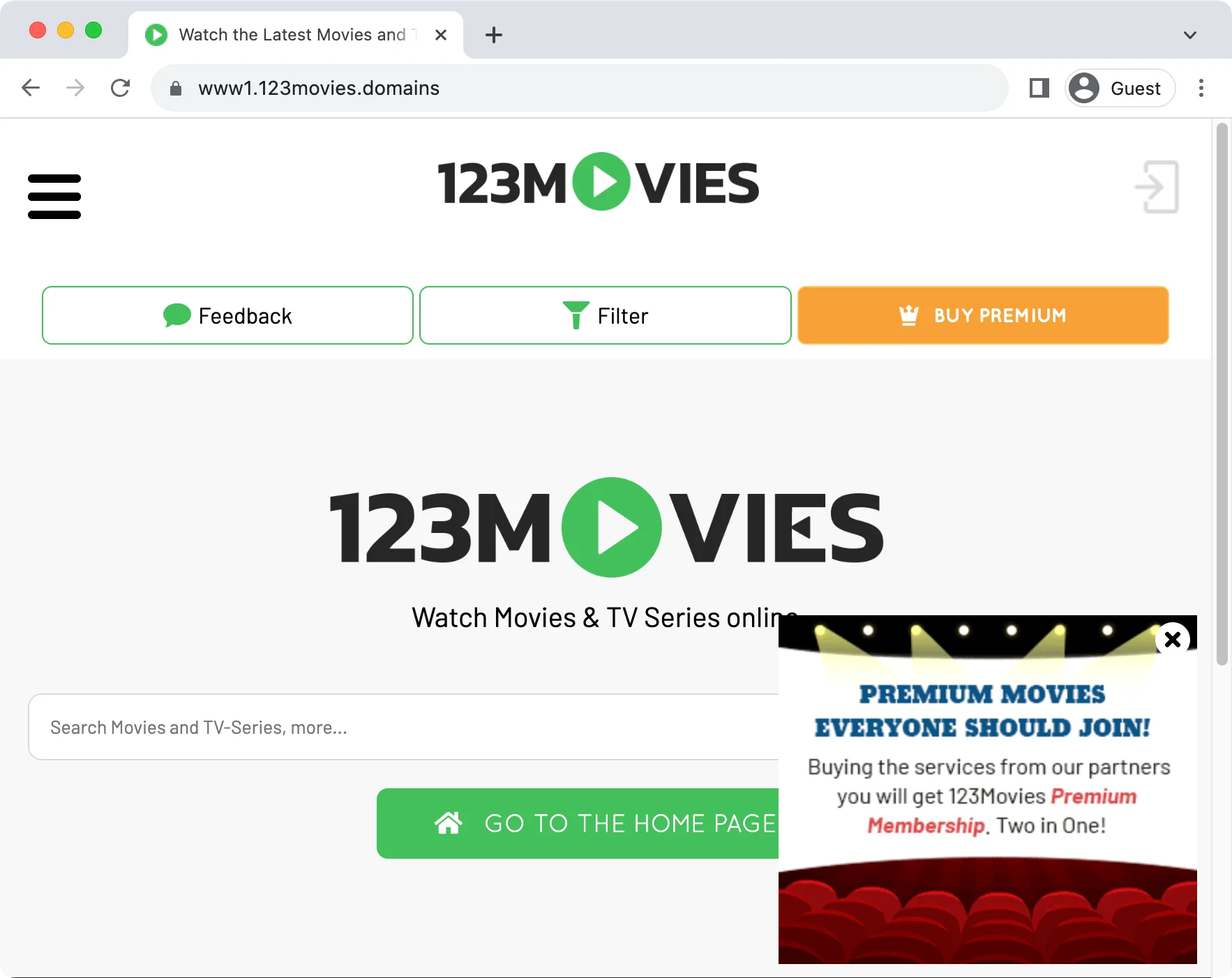 browser redirected to 123movies