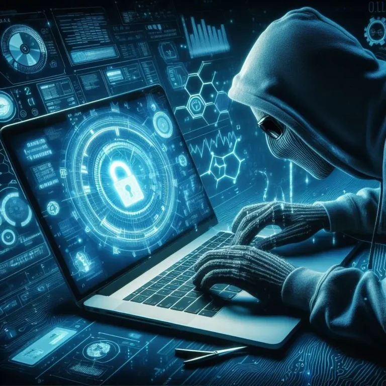 a macbook being hacked by a cybercriminal