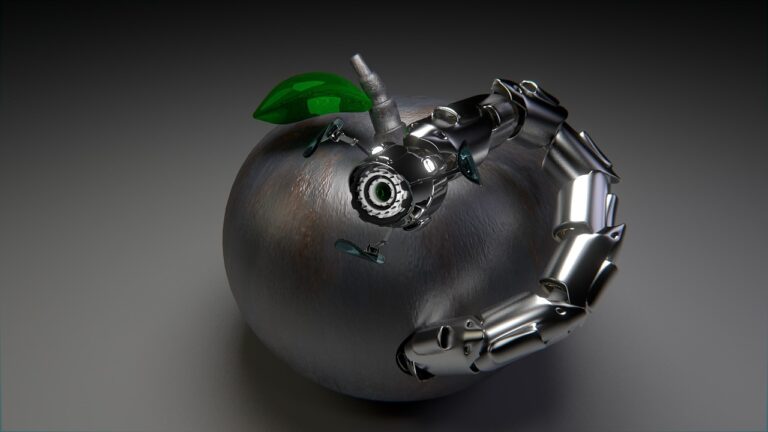 robot, worm, apple