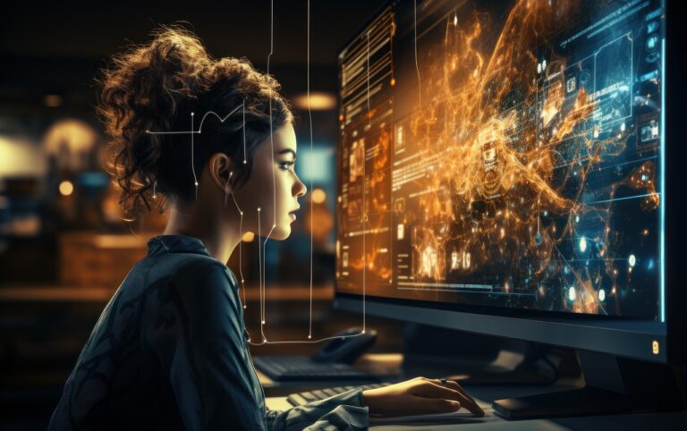 ai generated, woman, computer