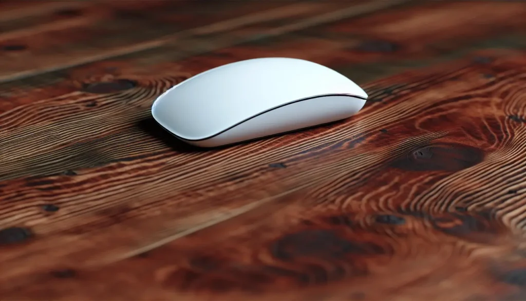 机の上のApple Magic Mouse