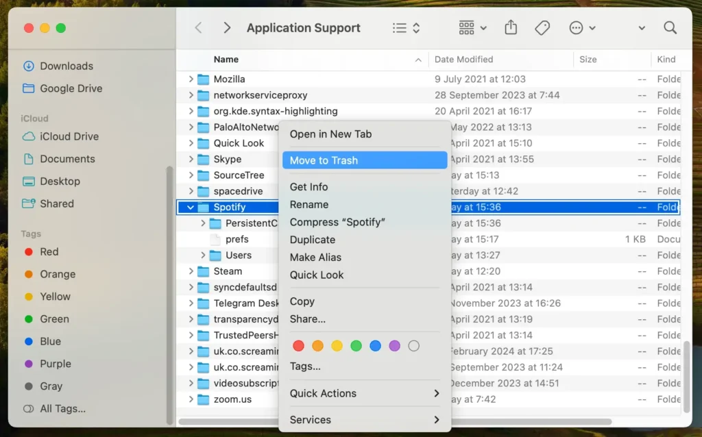 ta bort spotify-relaterade filer