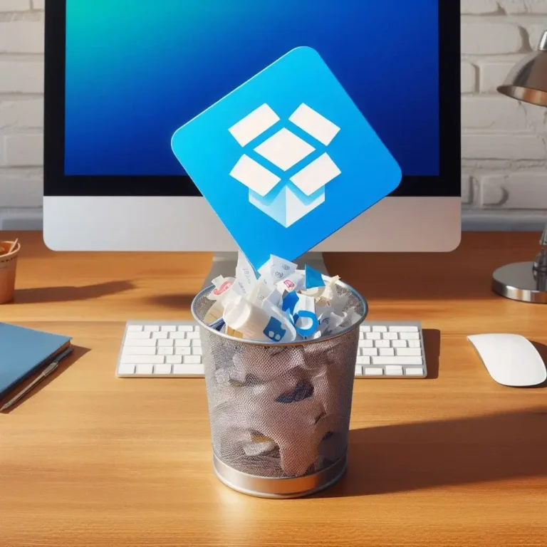 dropbox icon moved to the trash can