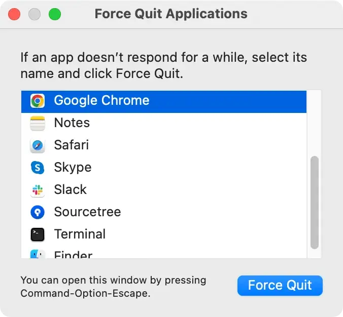 force quit applications window