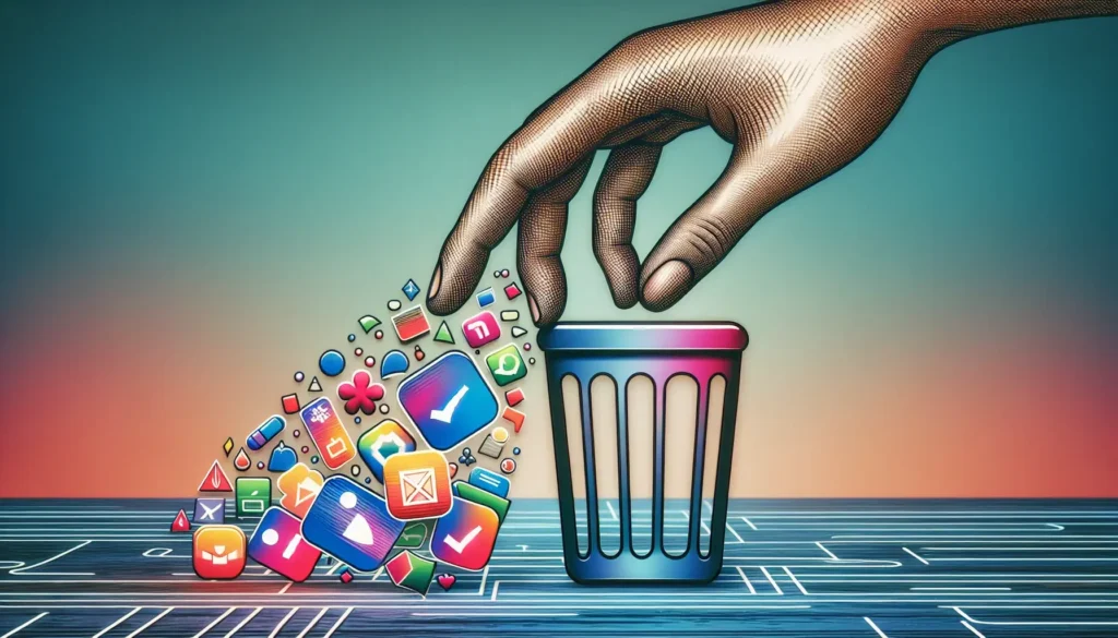 Dragging app icon to the trash bin on Mac desktop