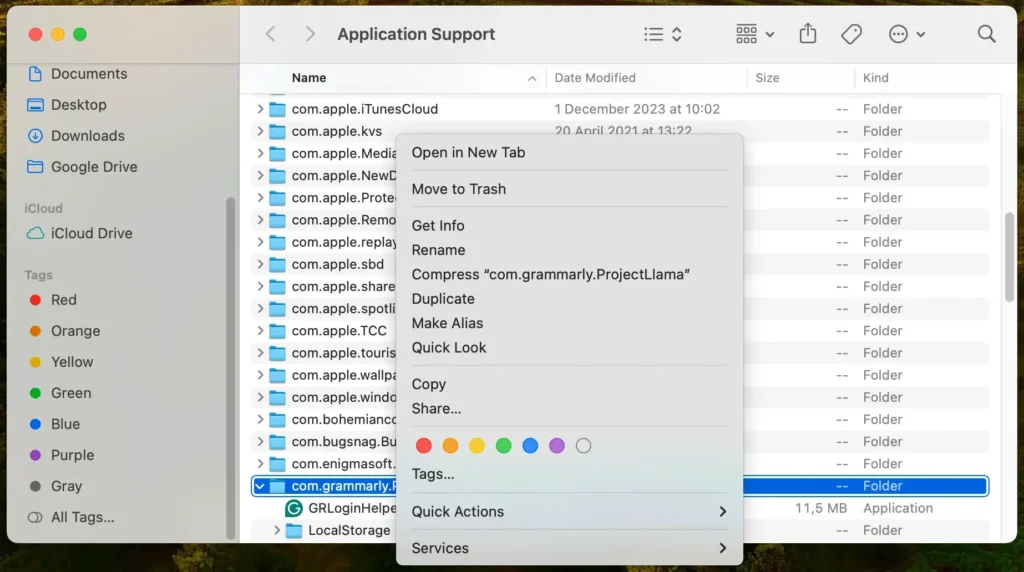 eliminar archivos sobrantes gramaticales