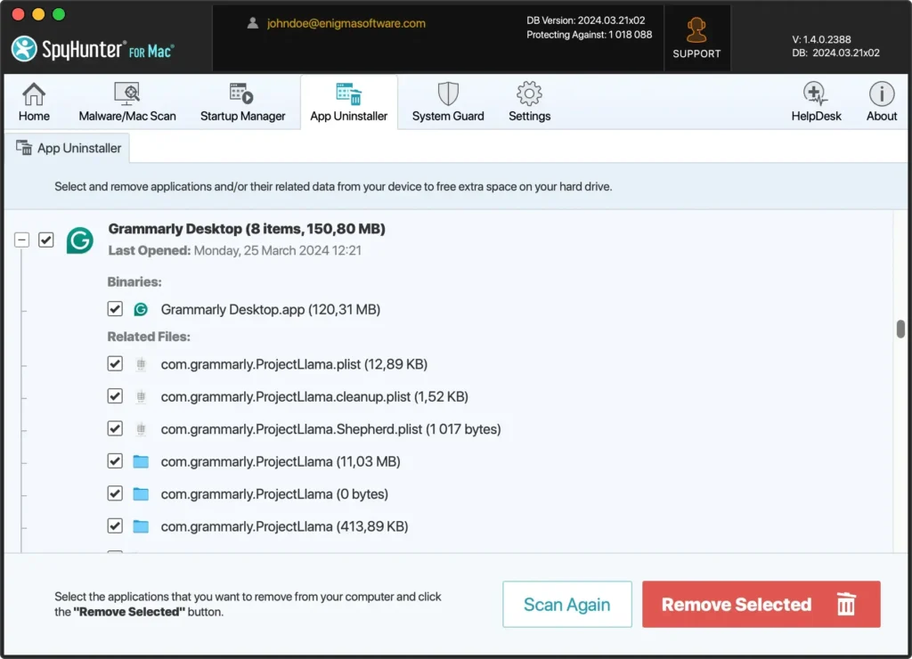 desinstale el programa gramatical con spyhunter