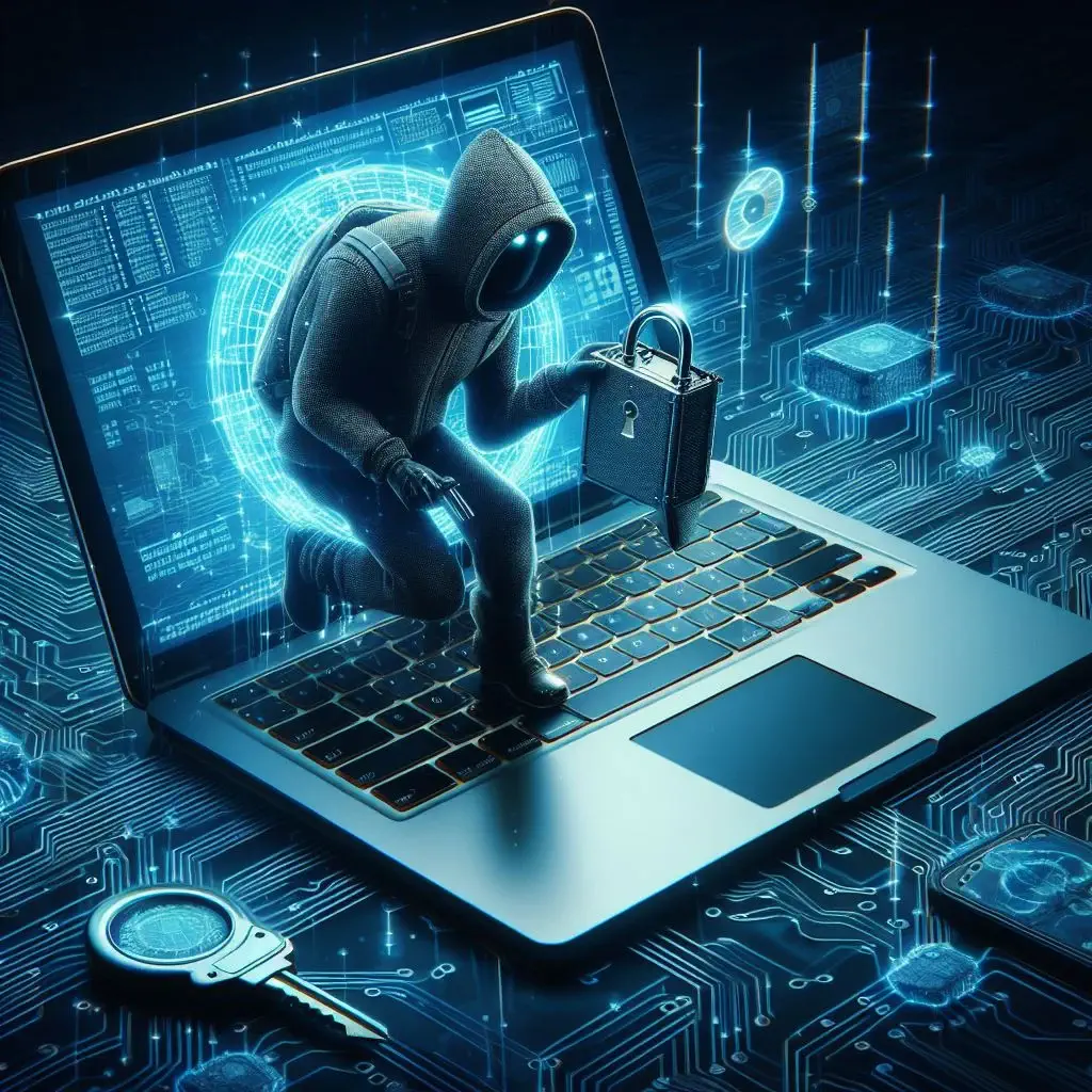 criminale informatico che tenta di infiltrarsi nel computer Mac