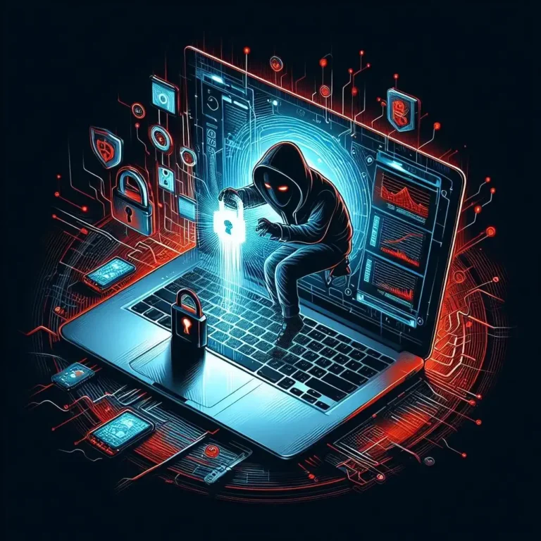 a macbook being attacked by a cyber criminal