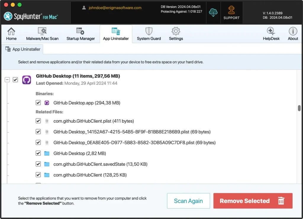 disinstallare completamente il desktop docker con Spyhunter