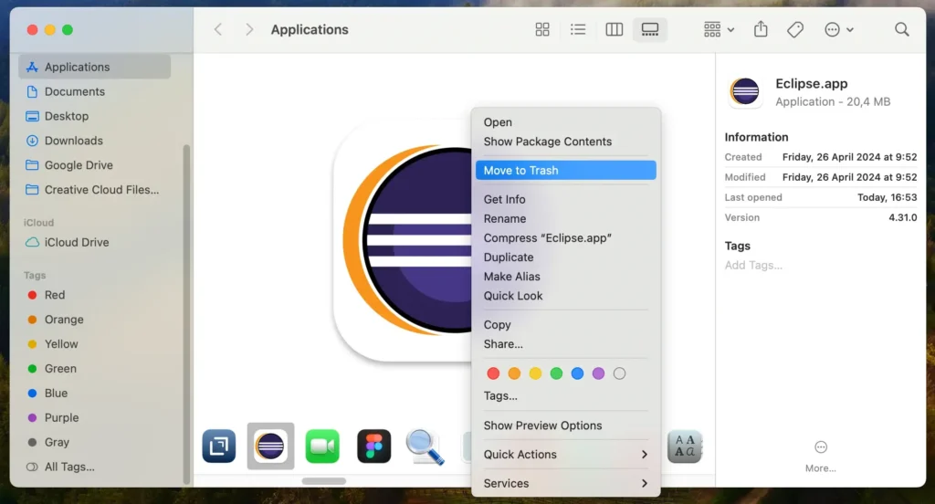 Eclipse-Desktop-App löschen