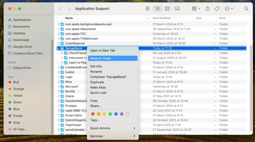 delete garageband folder from mac computer