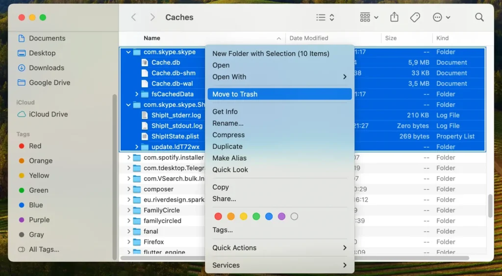Skype-Ordner löschen