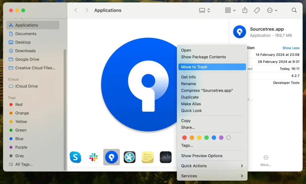 delete sourcetree app
