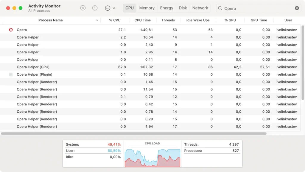 forceer stop opera met behulp van de activiteitenmonitor