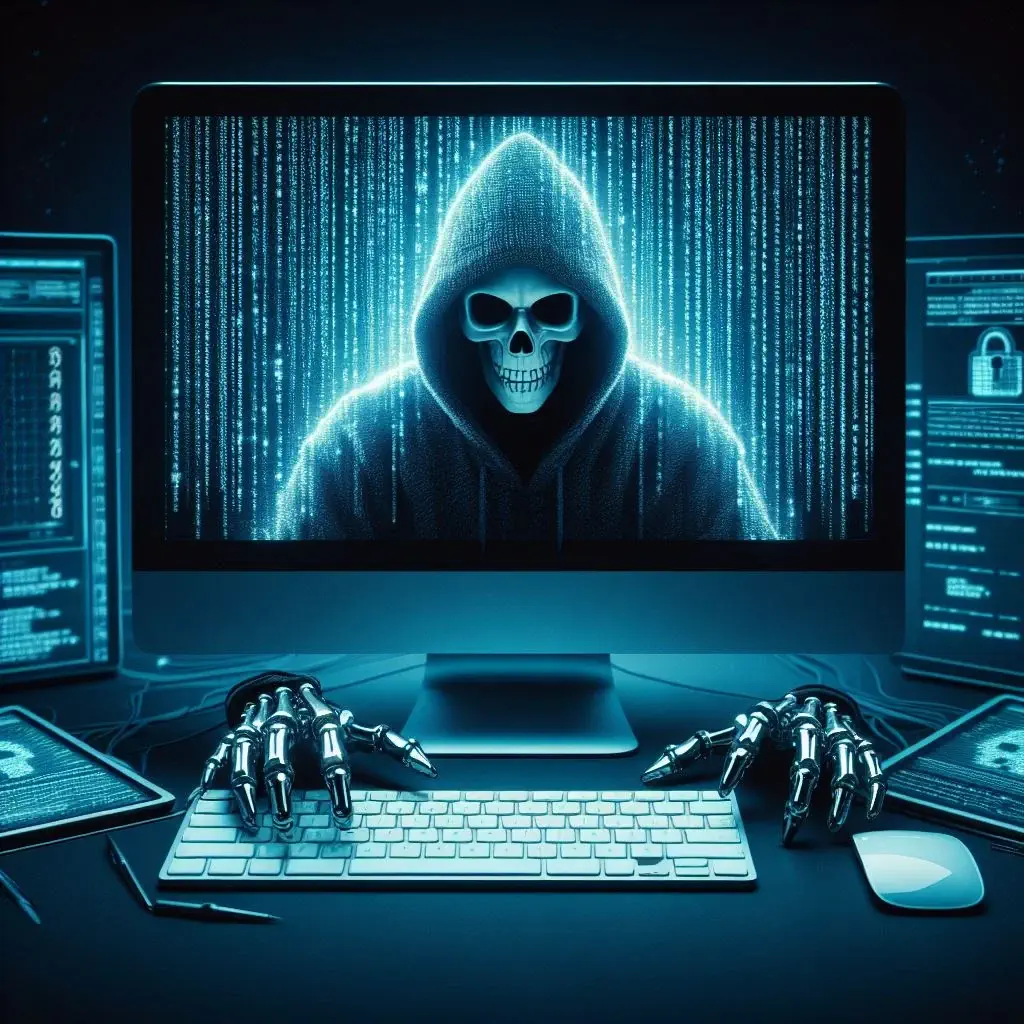 Mac-computer hacket af skelet