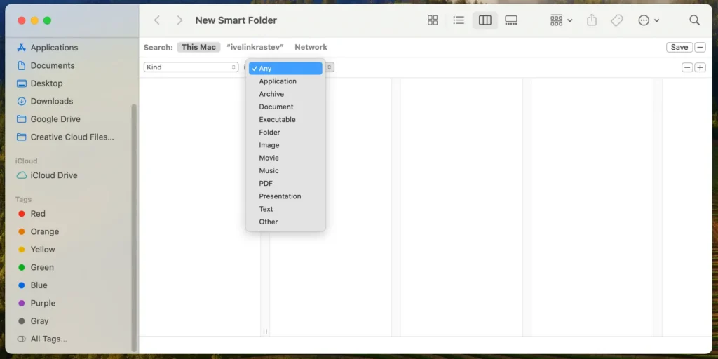 open new smart folder on mac