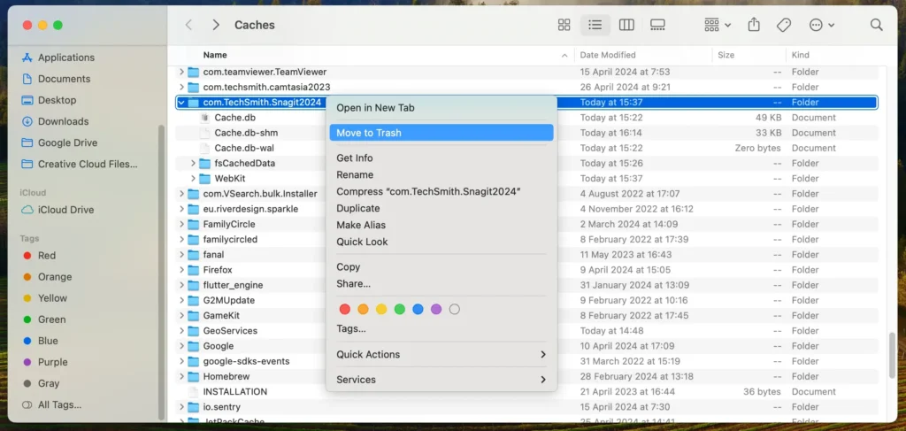 fjerne snagit filer og mapper