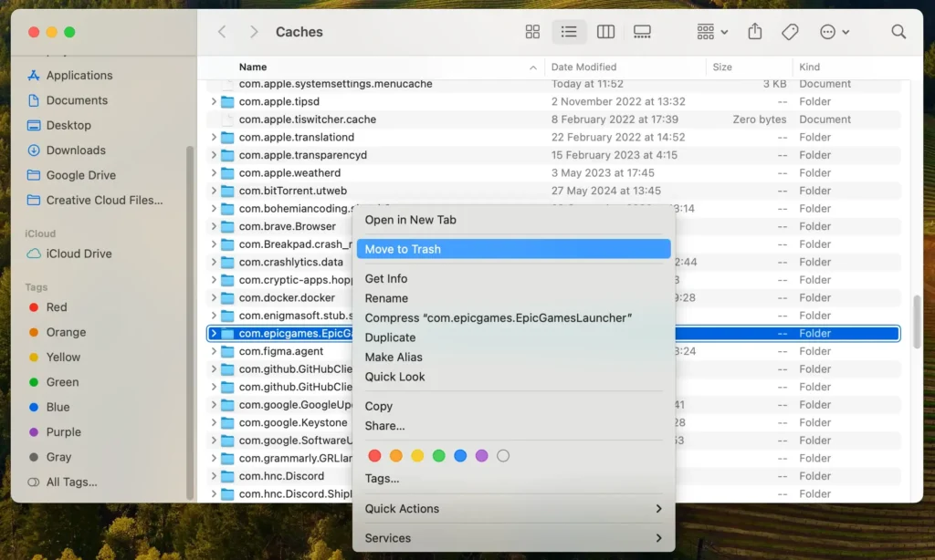 verwijder de bestanden en mappen van de epic games launcher