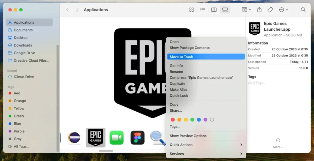 verwijder het epische games-opstartprogramma uit de kaartapplicaties