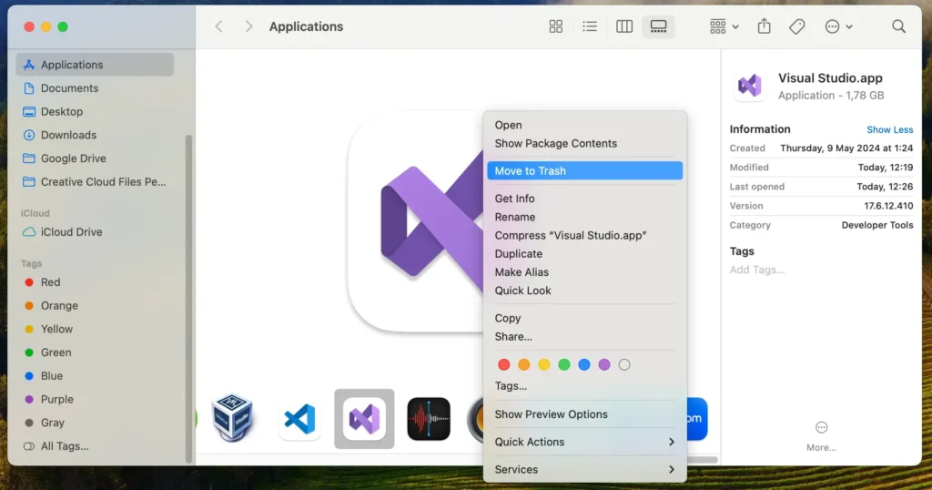 fjernbetjening Visual Studio-appen