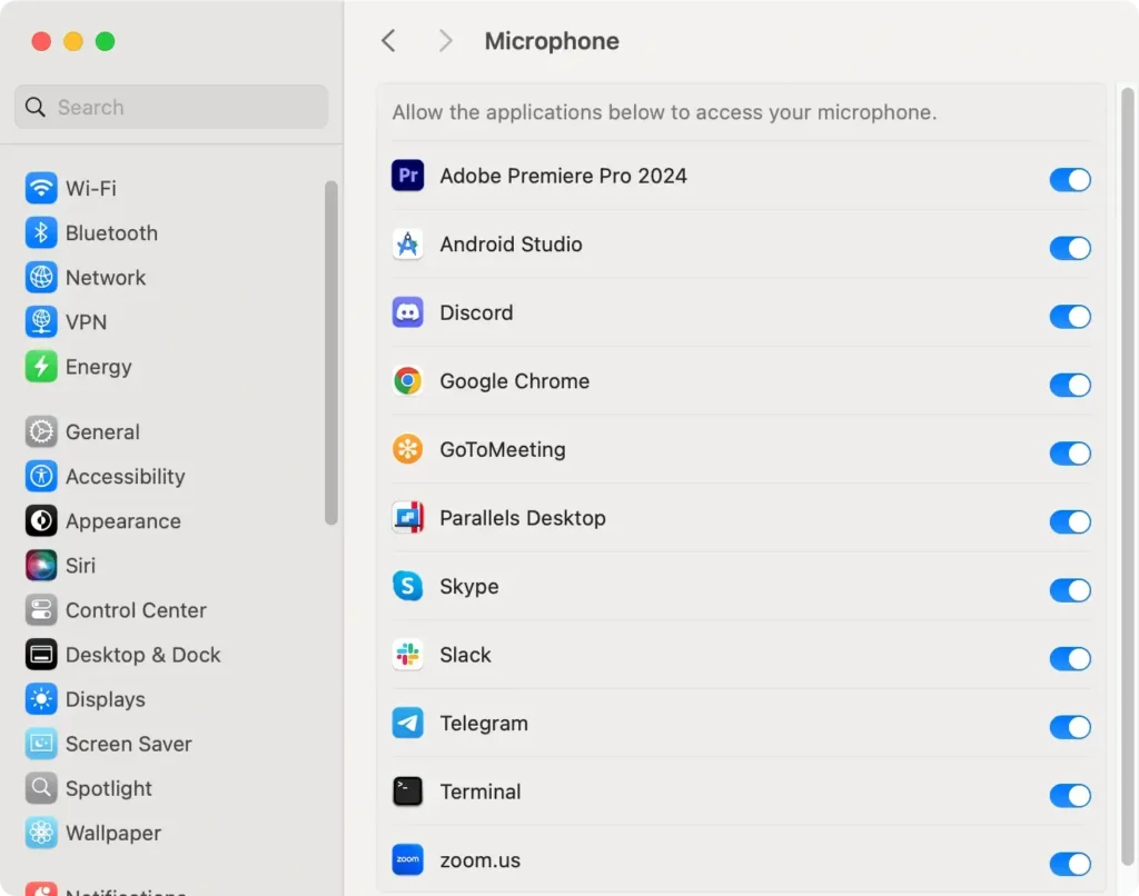 apps that requested microphone access in system preferences apps that requested microphone access in system preferences