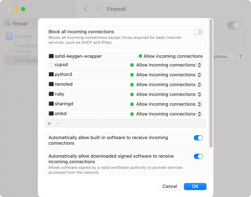 firewall security settings firewall security settings