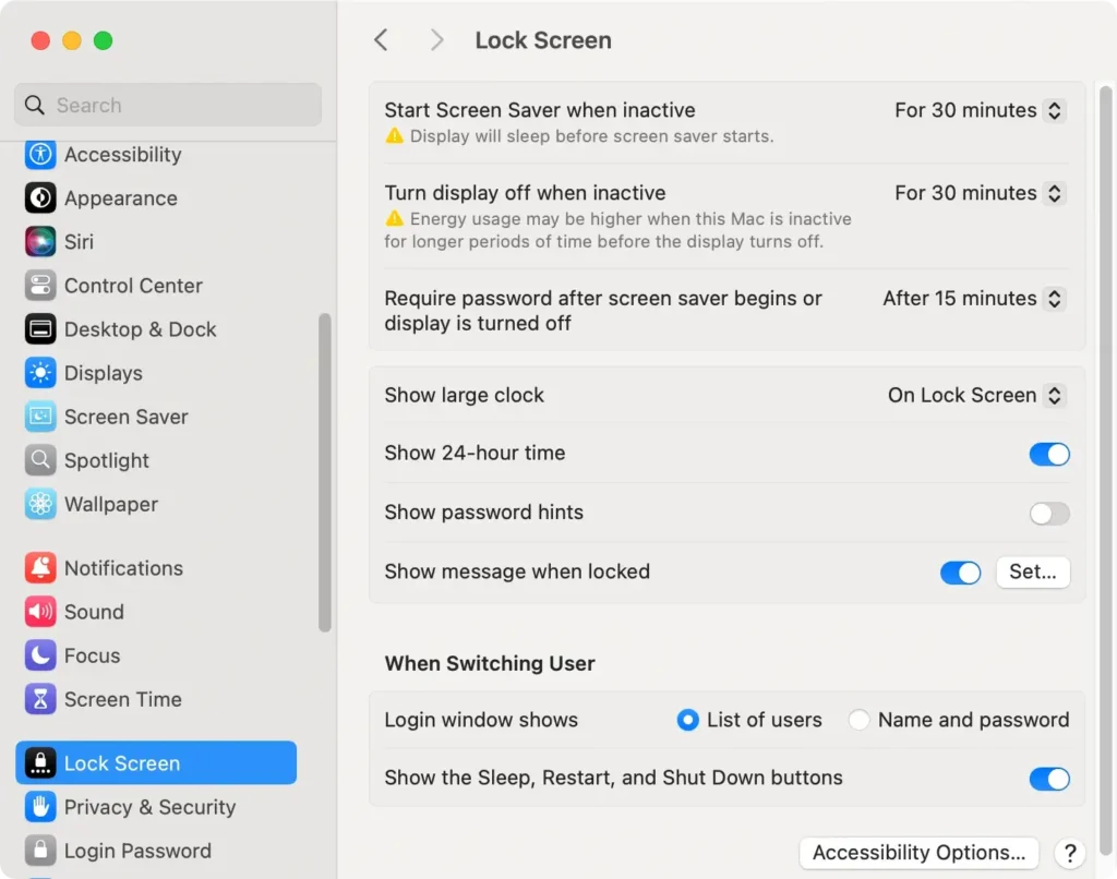 lock display settings lock display settings