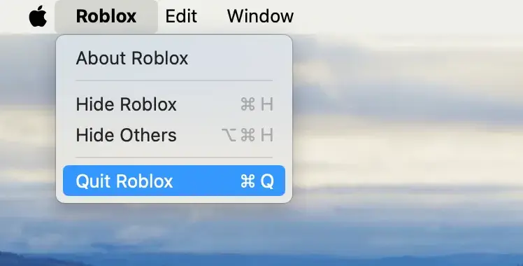 esci dal programma Roblox dal menu