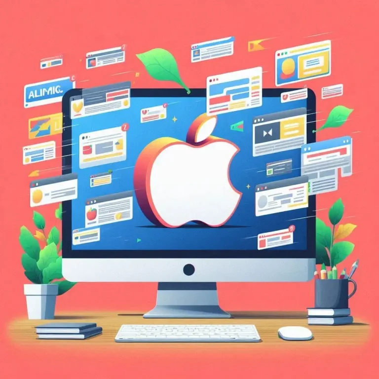 mac computer screen with pop-up ads