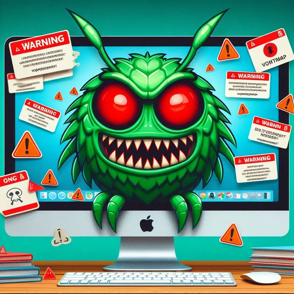 bösartige Adware auf einem Mac-Computerbildschirm