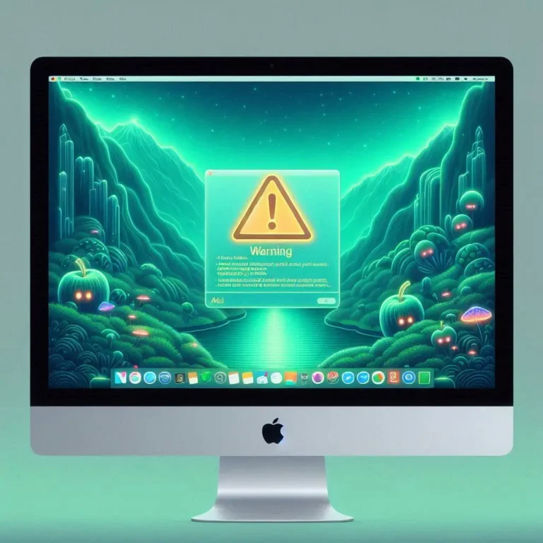 mac screen, warning message