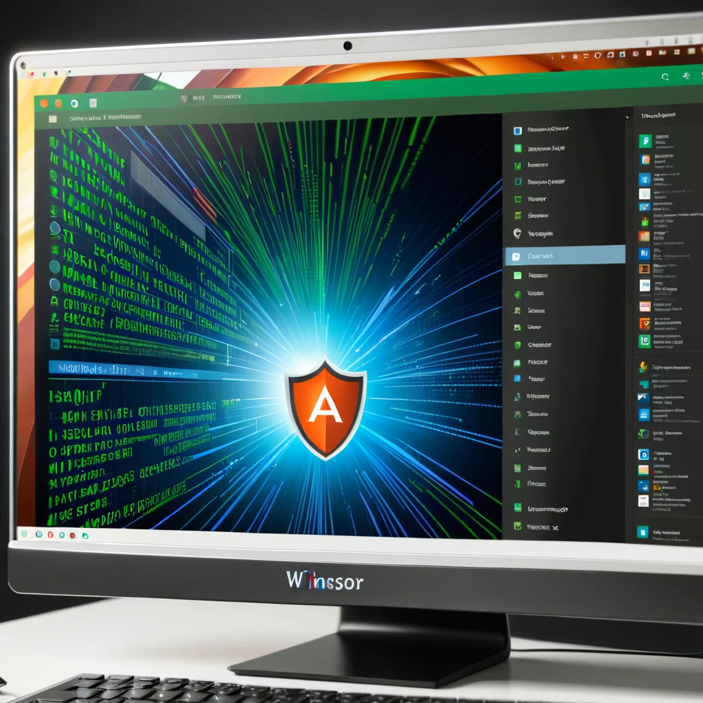 a close up of a computer monitor with a shield on it