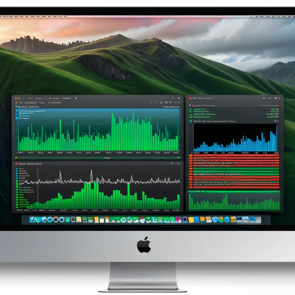 a close up of a monitor with a mountain in the background