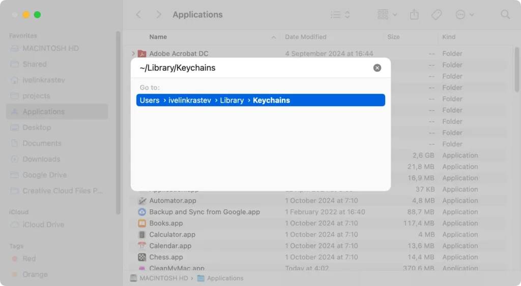 localizador de pasta de chaveiros