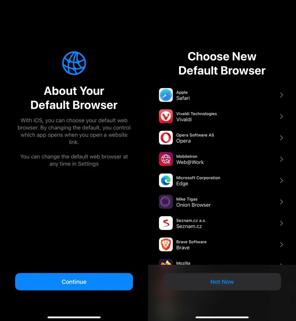 ios change default browser