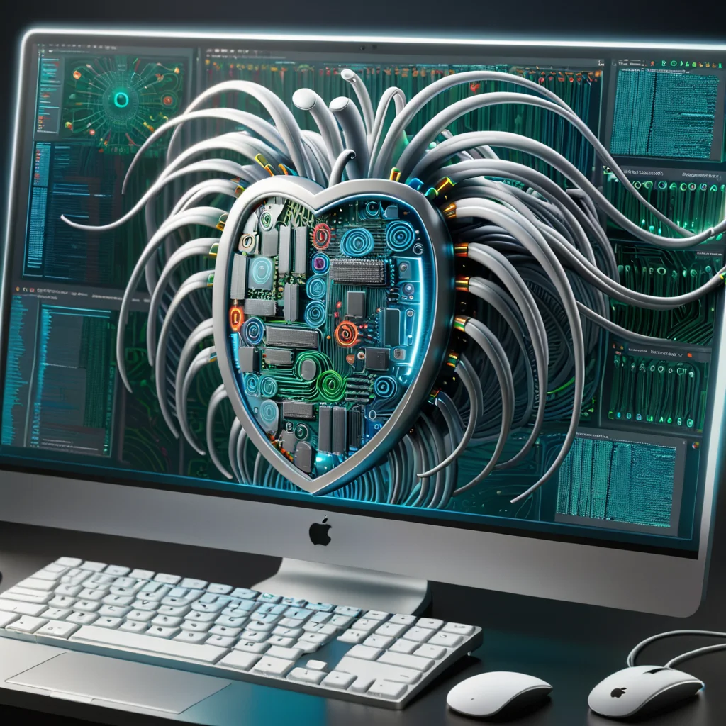 there is a computer monitor with a computer and a keyboard