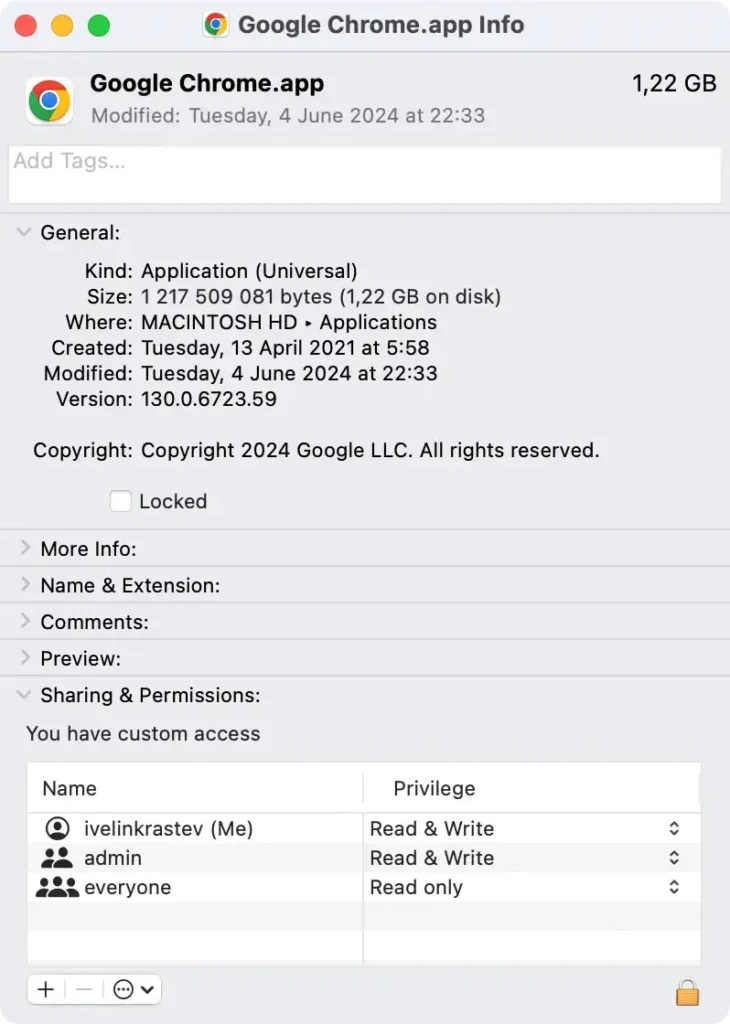 app permissions window