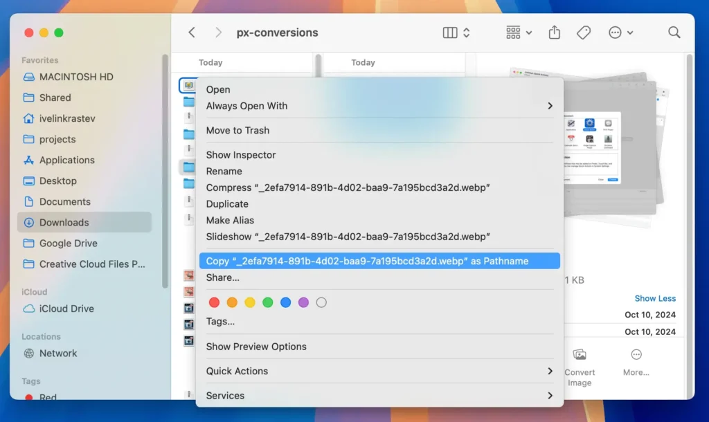 how to copy file name on mac