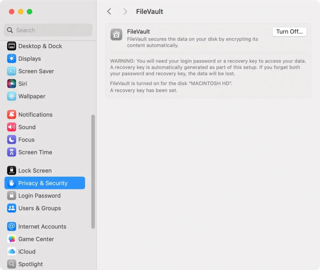 disable file vault