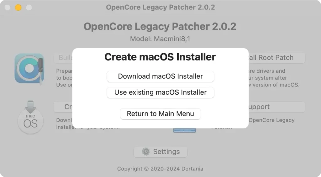 download Macos sequoia installationsprogram fra opencore legacy patcher