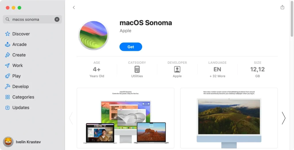 download sonoma installationsprogram fra app store