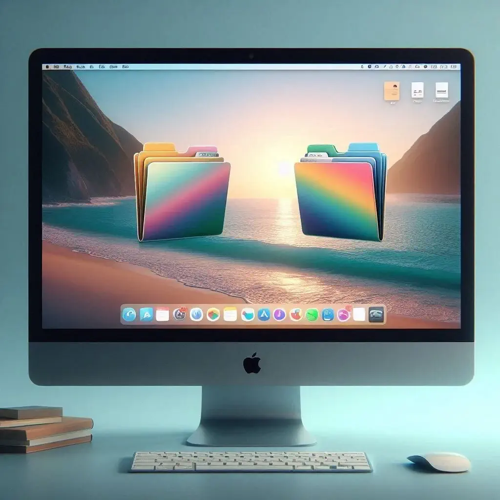 a mac computer with two folders on the screen