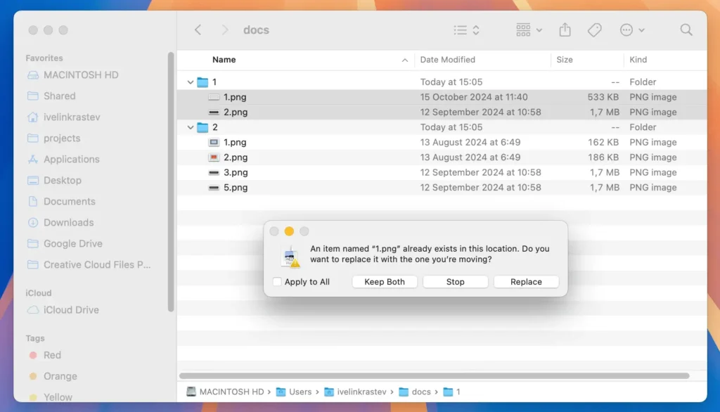 move files from one folder to another folder