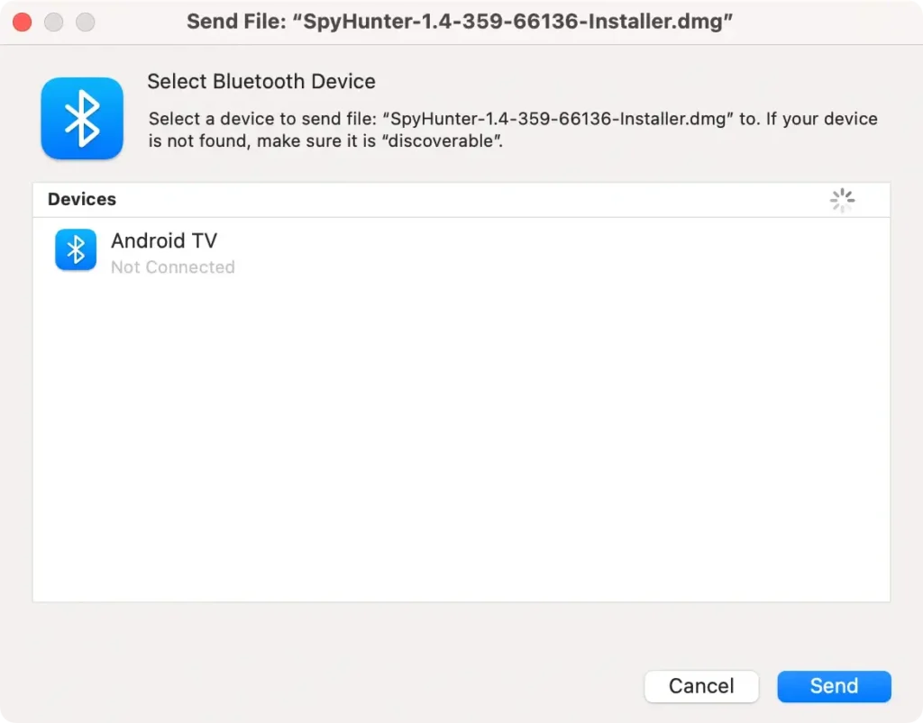 enviar arquivos sem fio via bluetooth