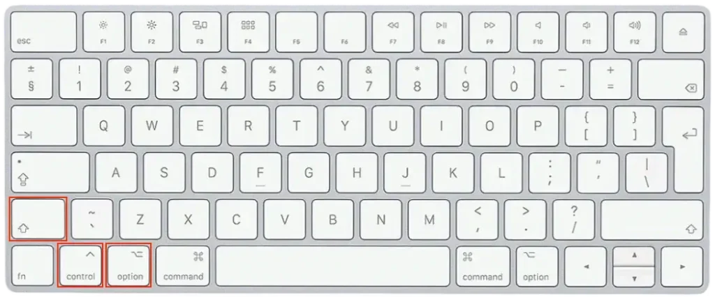 shift + kontrol + option tastatur