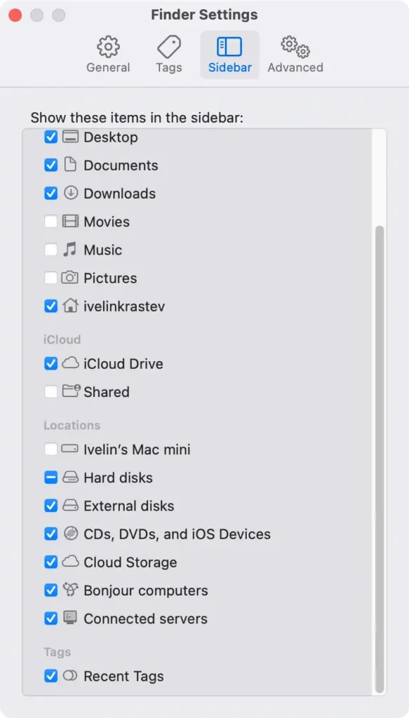 afficher les disques externes dans la barre latérale du Finder