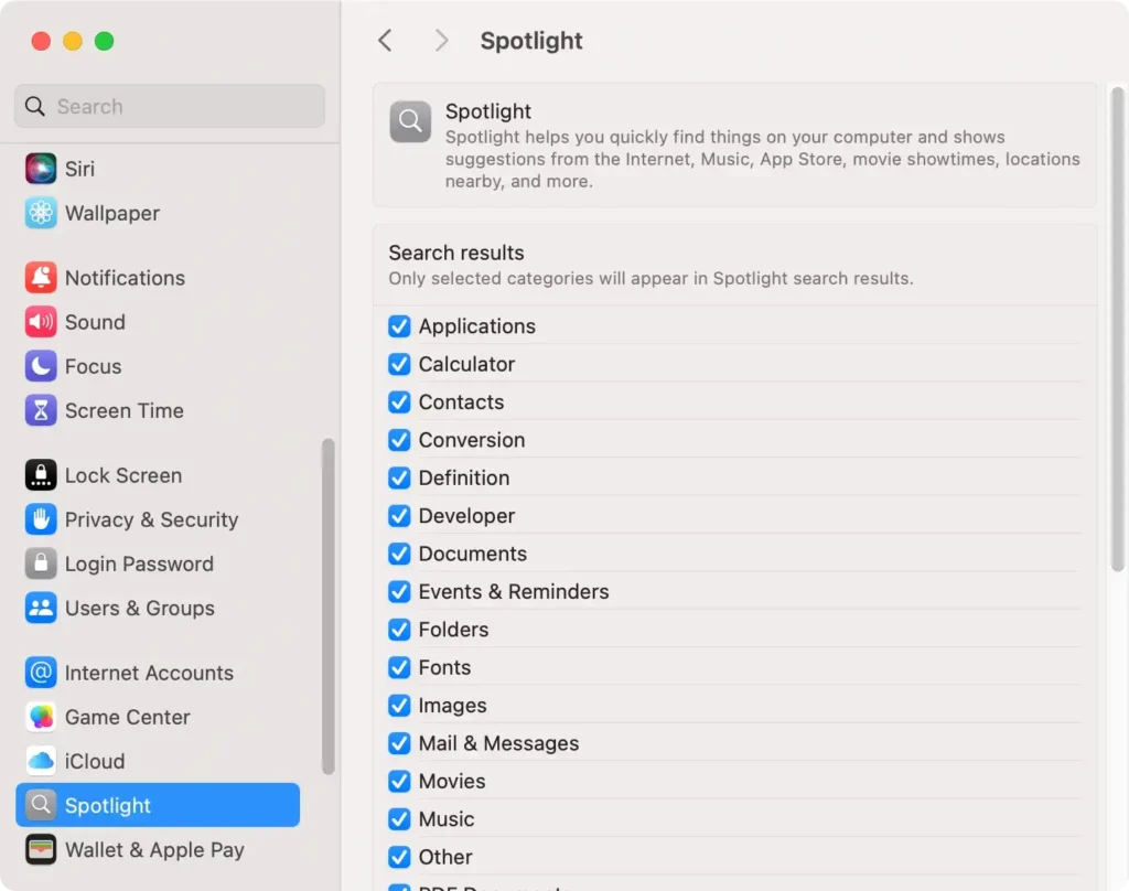 impostazioni dei riflettori