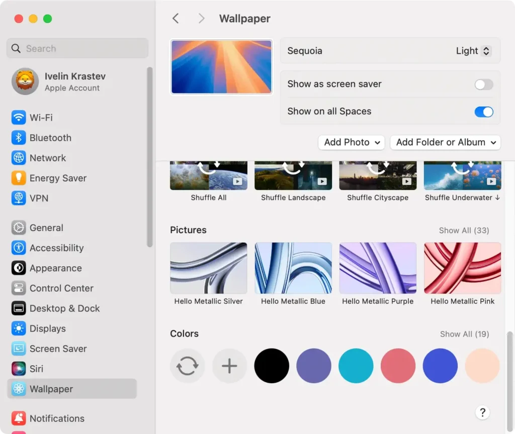 ventana de configuración de fondo de pantalla