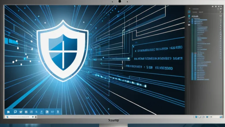a close up of a computer monitor with a shield on it